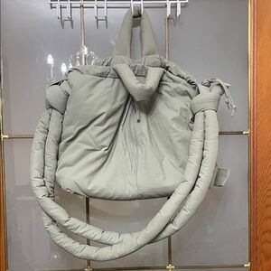 Padded Quilted Shoulder Bag in Sage Green